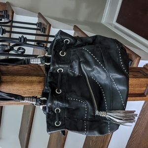 Supple black leather hobo